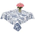 thumbnail image 2 of Boho Blue Floral Table Cloth Waterproof Tablecloths, Vintage Farmhouse Paisley Plant Leaf Tablecloth Dining Table Cover for Kitchen Party Tabletop Outdoor, Square Tablecloth 54x54 Inch, 2 of 9