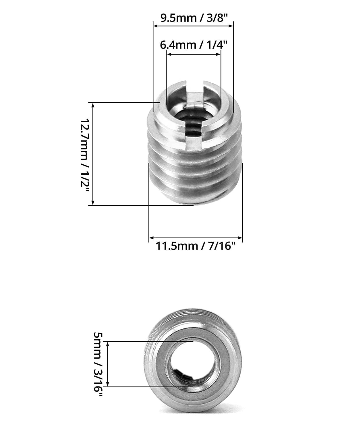 Stainless Steel Threaded Insert for Hard-Wood, 1/4-20 Internal Threads 20 Pack 5/8" Long Nut Inserts for Hardwoods, Softwoods, Plywood and Composites
