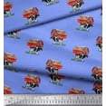 thumbnail image 2 of Soimoi Blue Velvet Fabric Barn & Cow Farm Printed Fabric 1 Yard 60 Inch Wide, 2 of 3