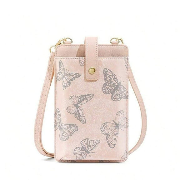Butterflies Crossbody Purse Cell Phone Bags for Women, Leather Cellphone Wallet Purse with Adjustable Shoulder Rope, Lightweight Shoulder Handbags Wallet