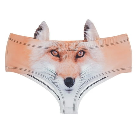 

Underwear Women High Waisted Ladies Hipsters Panties Animal Pattern Ear Themed Women Panties Print Underwear