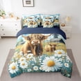 thumbnail image 2 of Erosebridal Highland Cow Bedding Sets Queen Size, White Groovy Comforter Sets with Sheets, Rustic Theme Decor, Reversible 7-Piece, 2 of 5