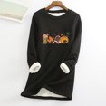 thumbnail image 1 of Chandail en Molleton pour Femmes Col Rond Poche Épaissi Peluche Chaud Manches Longues Hauts Filles Costumes d'Halloween en Liquidation, 1 of 5