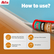 Akfix AS606 White Siliconized Acrylic Sealant 10.1 fl oz-12 Pack