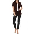 thumbnail image 4 of Women's Casual Short Sleeve Draped Open Front Solid Cardigan, 4 of 5