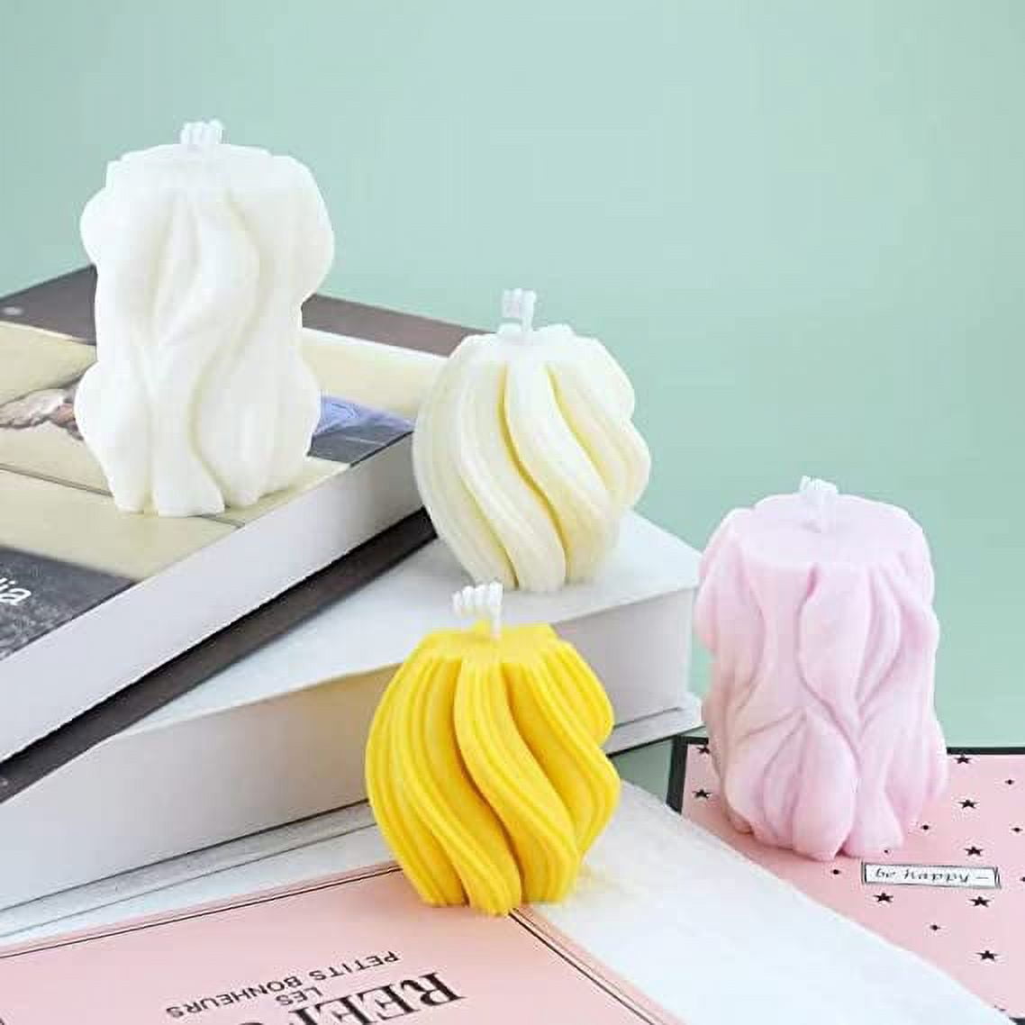 Zhuge Wave Rotation Candle Mold, 3 Pack Twist Candle Mold, Geometric Irregular Silicone Mold for Home Decoration, Candle Mold for Fondant Cake, Chocolate, Soap, Candy