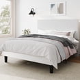 thumbnail image 2 of Amolife Full Size Platform Bed Frame with Corduroy Fabric Upholstered Adjustable Height Headboard, Off-White, 2 of 9