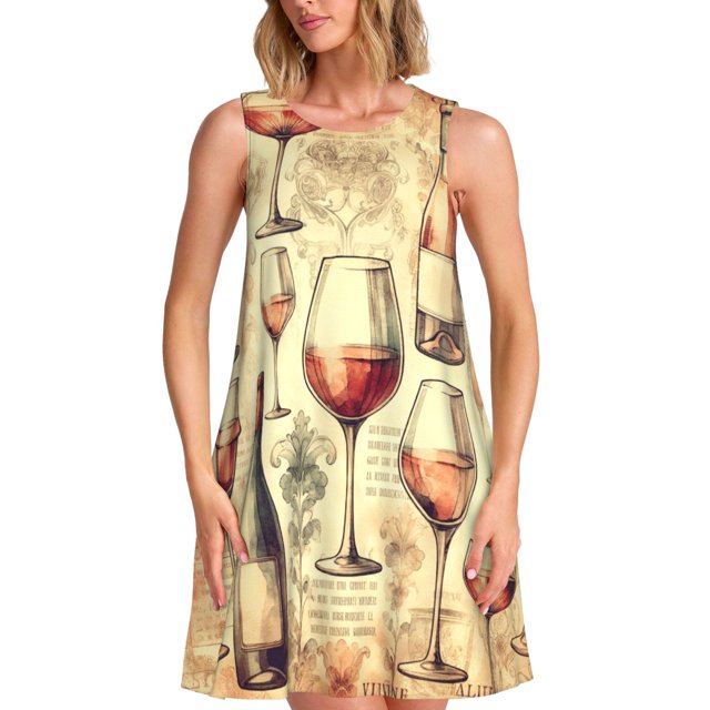 Disketp Wine para Vestido sin Mangas para Mujeres, Vestidos de Verano para Mujeres, Casual y Holgado para la Playa