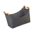thumbnail image 2 of Felt Firewood Bag Carrying Handbag Heavy Duty Rack with Wooden Handle Reusable Holder Log Carrier Tote Large Storage Bag for Picnic Camping 40cmx22cmx27cm, 2 of 8