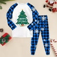 thumbnail image 2 of enyan Christmas Clothes for Ki'ds Christmas Pajamas for Family Long Sleeve Cartoon Plaid Pants Set Winter Sleepwear Sky Blue,2-3 Years, 2 of 6