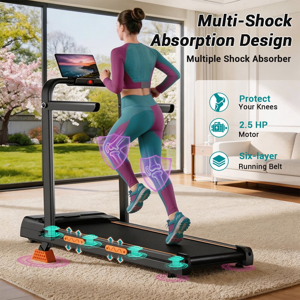 CURSOR FITNESS Powerful 2.5HP Walking Pad with 13% Incline, 6.3MPH Treadmill for Home, Compact Design with LED Display, Supports 300LbS