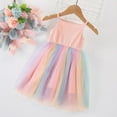 thumbnail image 4 of MEZZALL Dresses Toddler Girls Sleeveless Sequin Rainbow Spaghetti Dress Clothes Cozy Kids Crew Neck Solid Color Child Party Sundress, 4 of 6