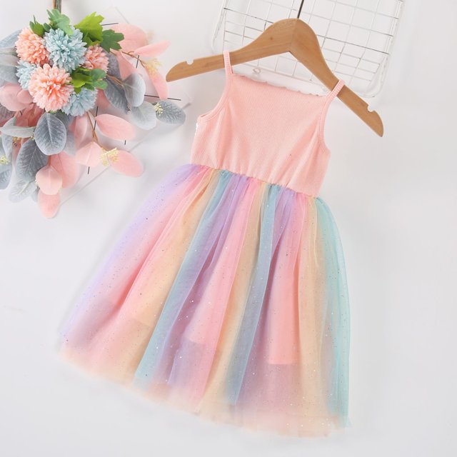 LEEy-world Robes Filles Robe Tutu Bébé Filles Robe Tutu Coton Tout-Petit Robe Tutu Bébé Robes Tulle Fille Sans Manches Robe Princesse, Rose