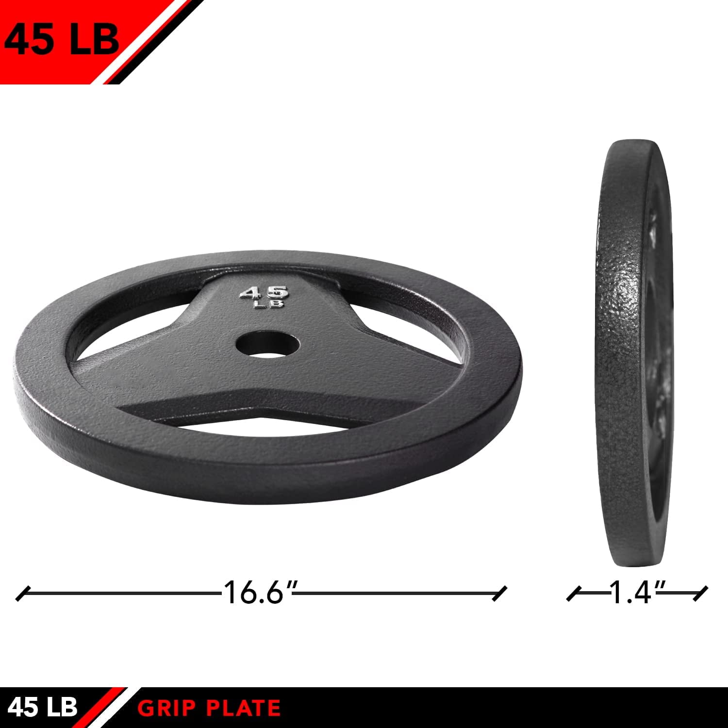 JFIT 2" Olympic Weighted Plates – Cast Iron Grip Plates & Rubber Bumper Plates for Strength Training, Weightlifting & Home Gym Barbells