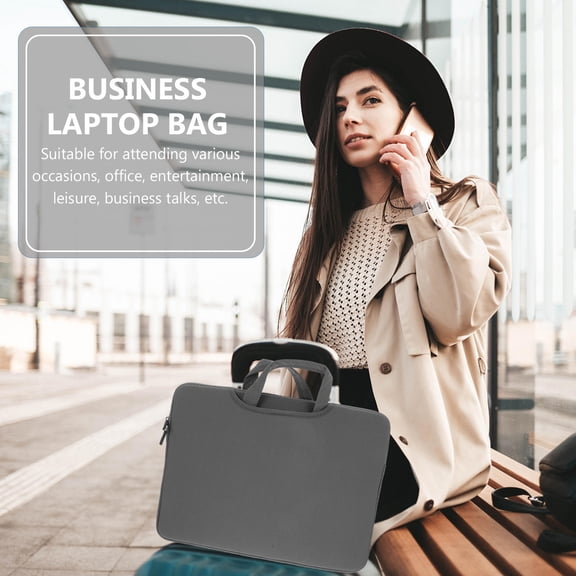 ibasenice Portable Grey Laptop Storage Bag with Waterproof High Density Material