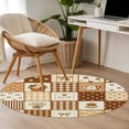 thumbnail image 4 of Flowers Patchwork Round Area Rug 3 FT, Small Kitchen Bathroom Mat, Brown Farmhouse Country Plaid Washable Indoor Outdoor Throw Runner Carpet Non-Shedding Doormat for Table Shower Sofa Entryway, 4 of 8