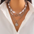 thumbnail image 3 of NICKSUN Gold Layered Irregular Baroque Imitation Pearl Pendant Necklaces for Women, Vintage Multi Layer Paperclip Beaded Pearls Snake Chain Choker OT Buckle Necklaces Jewelry Gift, 3 of 6