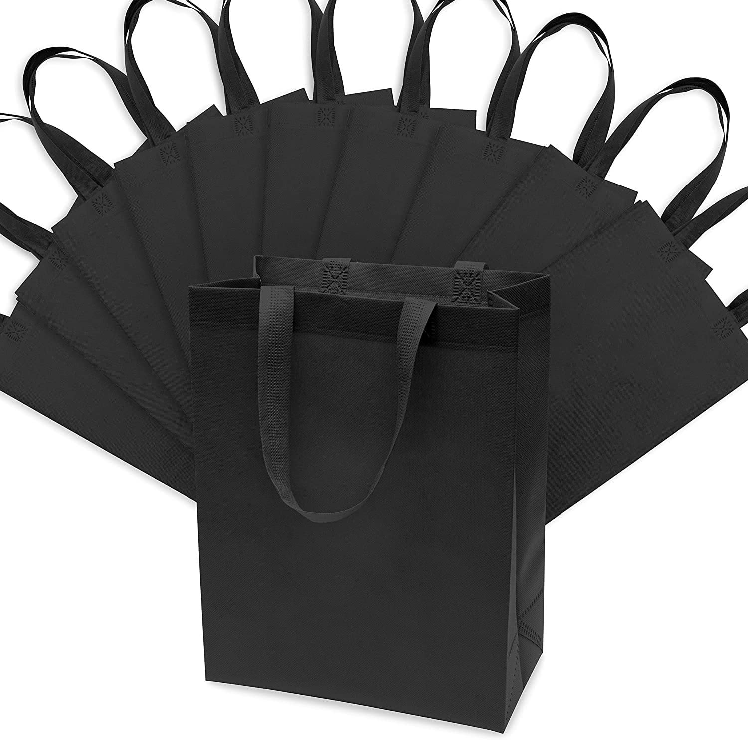 Zenpac Fabric Gift Bags, Medium Black Shopping Bags, Reusable Tote Bags