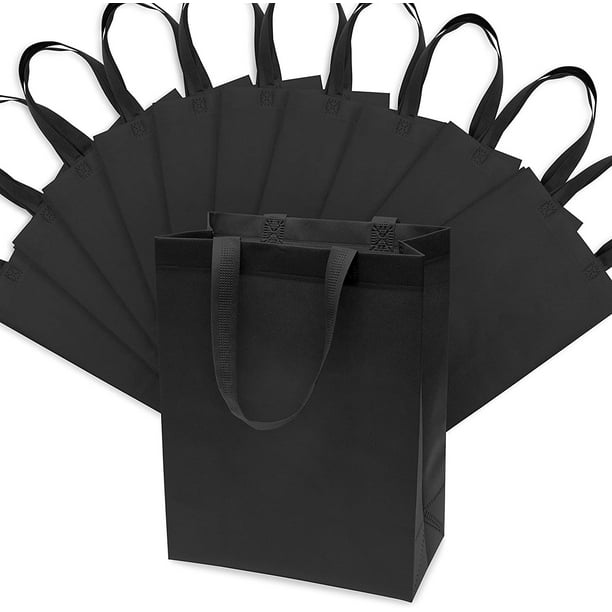 Zenpac Fabric Gift Bags, Medium Black Shopping Bags, Reusable Tote Bags