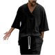 thumbnail image 1 of Camisas de Manga Corta de los Hombres con Cuello en V Set de Blusa, Poliéster Ligero para el Hogar, Diario Y Próximo Verano de Primavera, 1 of 6