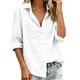 thumbnail image 2 of Ynynloco Womens 100%Cotton Button Down Shirts Long Sleeve Blouses Casual Collared Loose Fit Gauze Tops with Pocket, 2 of 5