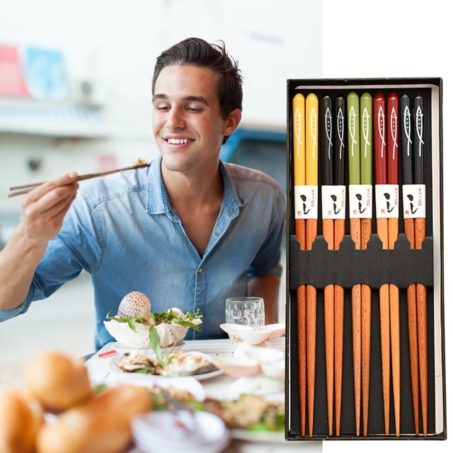 Oleegame 1PC Stainless Steel Cutlery Set 5 Pairs Japanese Cat Chopsticks Non Slip Kitchen Handmade Gift Set Reusable