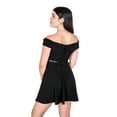 thumbnail image 2 of Juniors B. Smart Off Shoulder Dress with Velvet Lace Trim Black Size 0, 2 of 3
