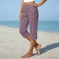 thumbnail image 7 of Womens Capri Pants Linen Drawstring Elastic Waist Relaxed Fit Elastic Waist Capris Light Weight Summer Casual, 7 of 7