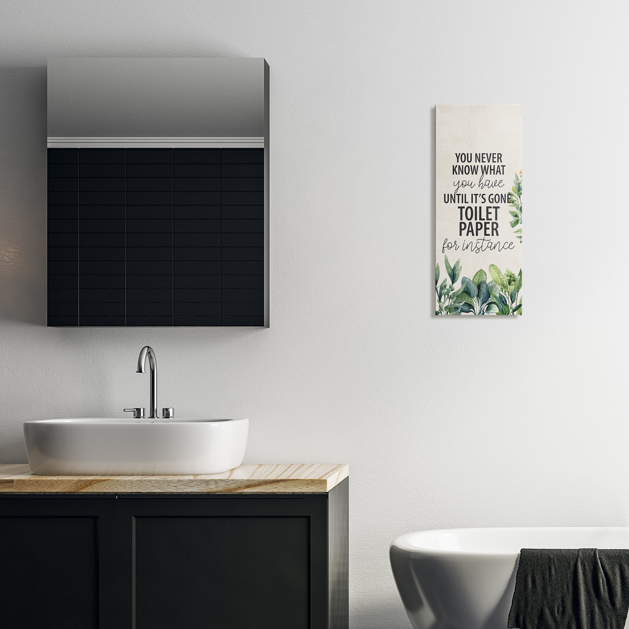 Stupell Industries Never Know Until Gone Bath & Laundry Painting Wrapped Canvas Art Print Wall Art, 10 x 24
