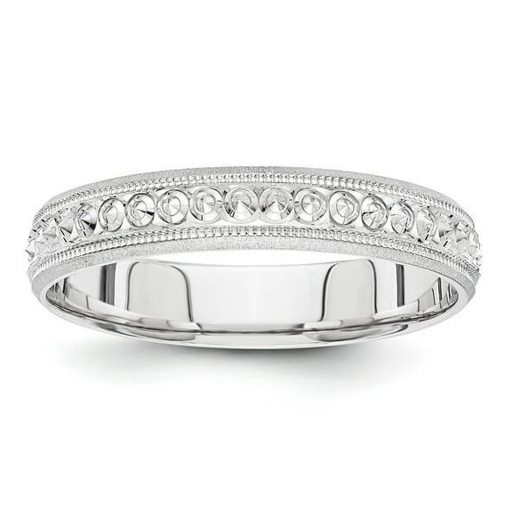 Real 14kt White Gold 3mm Design Etched Wedding Band Size: 8; for Adults and Teens; for Women and Men