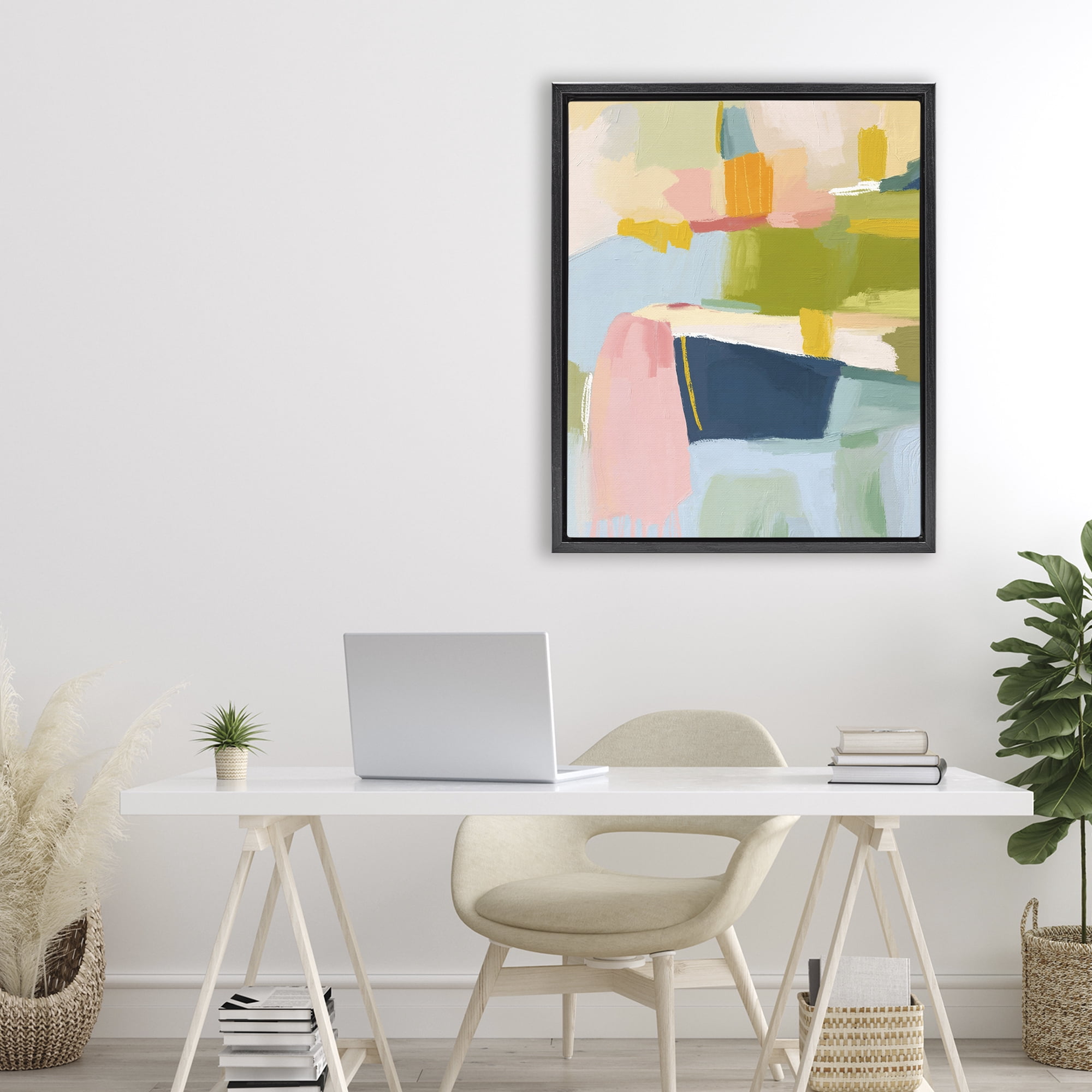 Stupell Industries Pastel Wonder Brushstrokes Black Framed Floater Canvas Wall Art, design by Lisa Nohren