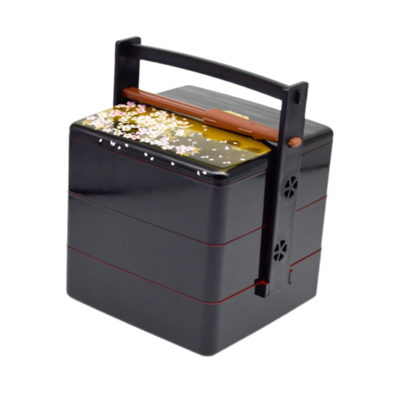 Fiocias Bento Box Sushi Box Sqaure with Handle Stackable Snack Serving Japanese Styles 3