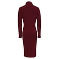thumbnail image 4 of YueHuiYing Womens Ribbed Knit Maxi Dresses Long Sleeve V Neck Casual Sweater Dress Bodycon Midi Dress, 4 of 6