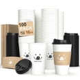 thumbnail image 1 of Tazas de café Coolcap 16 oz, paquete de 100 con tapas y fundas, 1 of 9