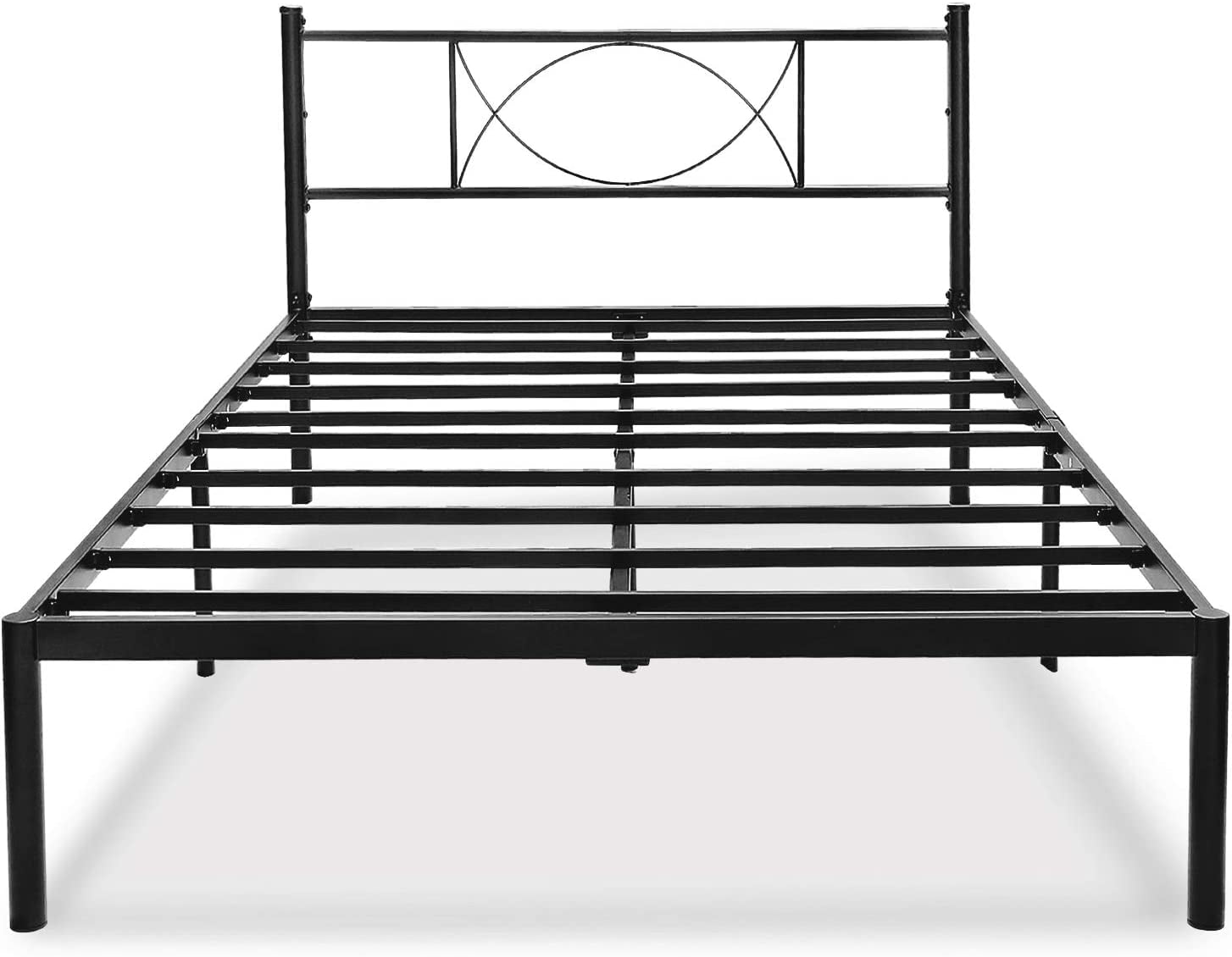 Metal Queen Bed Frame With Headboard And Storage Black Platform Bedframe No Box Spring Needed 14