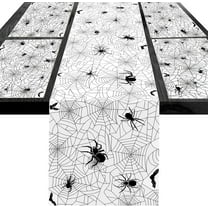 HOWAF Halloween Table Runner Place Mats Spider Web Decoration, Halloween Table Cloth Cobwebs Halloween Decorations Black Spider Web Table Runner Cobwebs Halloween Table Decorations Polyester Washable