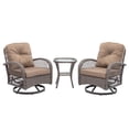 thumbnail image 2 of Patio Furniture Swivel Chairs Set, 3 Pieces Outdoor Swivel Gliders Rocker Furniture Set with Side Table, 360° Rocking Patio Conversation Set for Porch Poolside Backyard, Khaki Cushion, 2 of 10