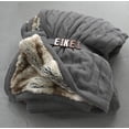 thumbnail image 4 of Eikei Luxury Cable Knit Throw with Faux Fur Reverse Knitted Cozy Blanket in Charocal and Chinchilla Brown Reversible (Grey), 4 of 4