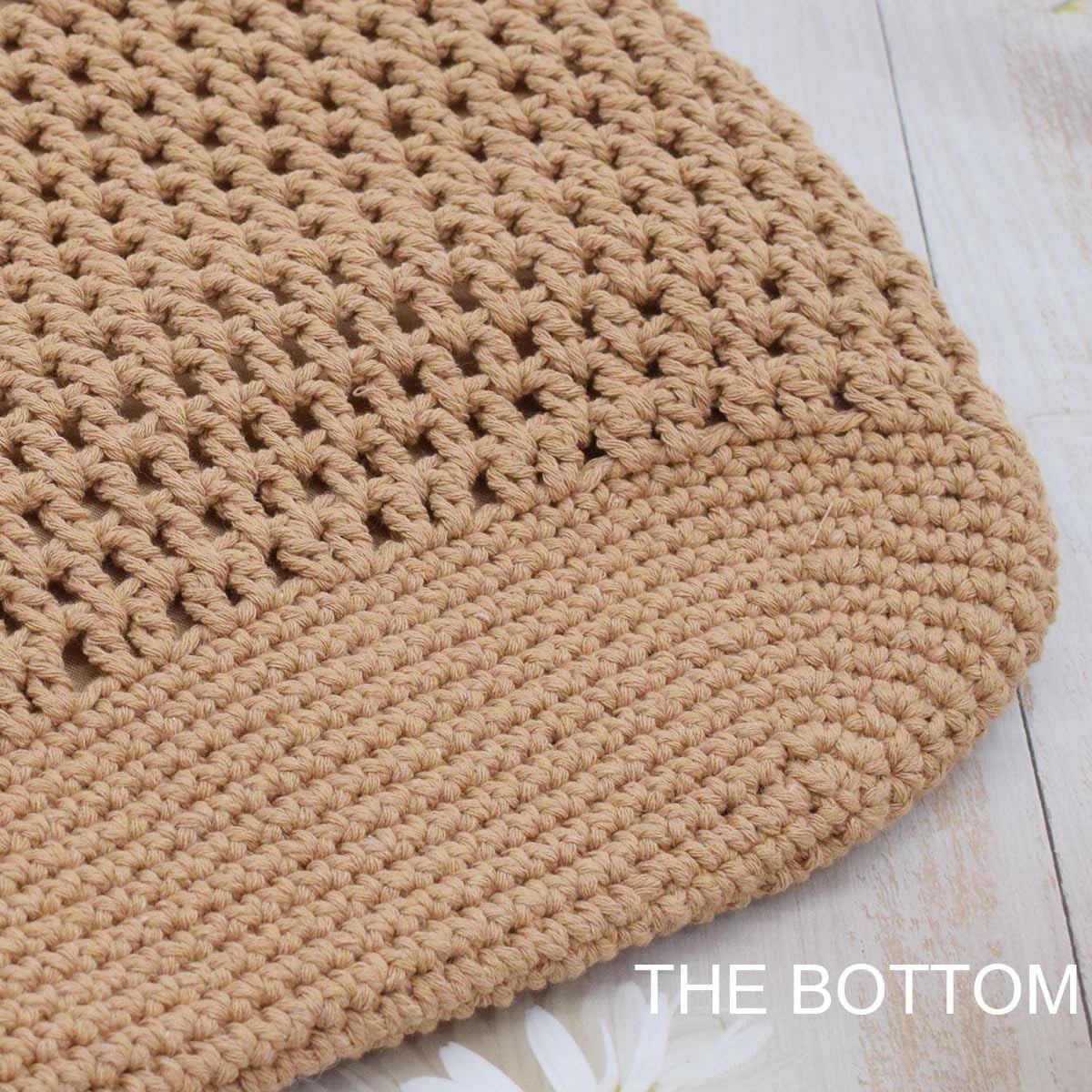 CAILDANL Boho Crochet Summer Handbag Handmade Cotton Rope Knit Shoulder Bags for Women Bohemia Tote for Travel