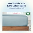 thumbnail image 4 of California Design Den King Fitted Sheet Only, Soft 400 Thread Count 100% Cotton Sateen, Deep Pocket, All-Around Elastic, Side Indicators - Sky Blue, 4 of 9