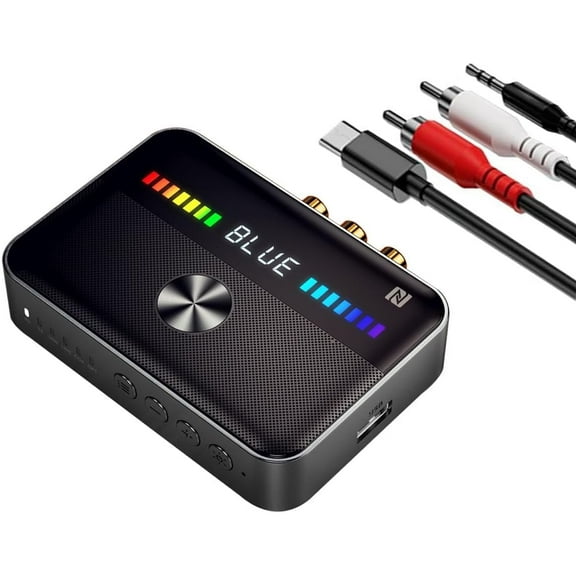 Bluetooth Transmitter Receiver, 2-in-1 Bluetooth 5.3 Aux Adapter with LED Display,NFC, Dual Link Low Latency Portable Aux Adapter for TV/Car/Headphone/for Home Stereo/Travel/Outdoor