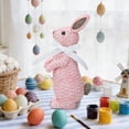 thumbnail image 6 of Xecvkr Decorative Resin Easter Bunny Figurine Woven Rattan Effect Bow Accent Tabletop Holiday Ornament Faux Craft Art 1 Piece Pink, 6 of 6