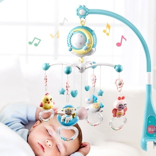 English Songs Musical Baby Crib Mobile with Projection Music Box Rattle