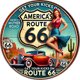 thumbnail image 1 of Chapa Ruta 66 Metal Vintage Pintura Hierro Redonda Del para Pared 30x30cm, 1 of 9