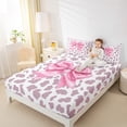 thumbnail image 4 of Homewish Kawaii Princess Ribbon Twin Sheet Sets for Girls, Fashion Thistle Leopard Print Twin Fitted Sheet, Cute Cartoon Flat Sheet, Luxury Bedroom Decor, 3 Pieces, 4 of 7