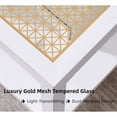 thumbnail image 3 of Contemporary Square Coffee Table White Metal Frame Luxe Gold Glass Top Ideal for Living Room Bedroom, 3 of 6