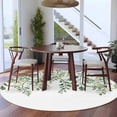 thumbnail image 4 of 6ft Round Rug, Eucalyptus Leaves Non-Skid Rubber Backing Large Area Rugs - Living Room Bedroom Home Office, Sage Green Spring Summer Botanical Indoor Floor Mat Carpets Washable Rug, 4 of 9