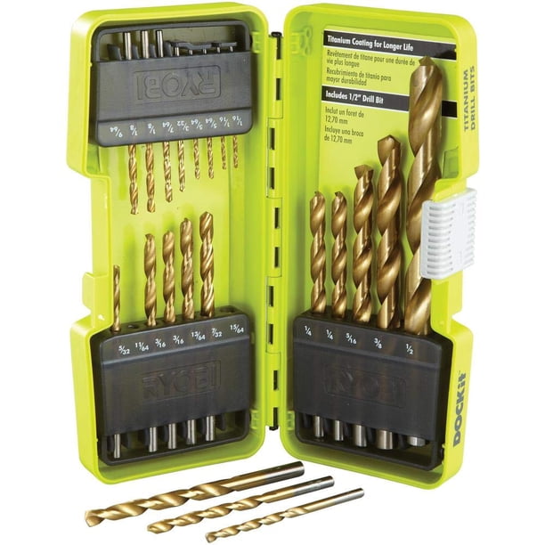 Juego de brocas Ryobi con revestimiento de titanio, 21 piezas