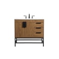 thumbnail image 3 of Elegant Decor Eugene 36" Aluminum MDF Single Bathroom Vanity in Walnut Brown, 3 of 8