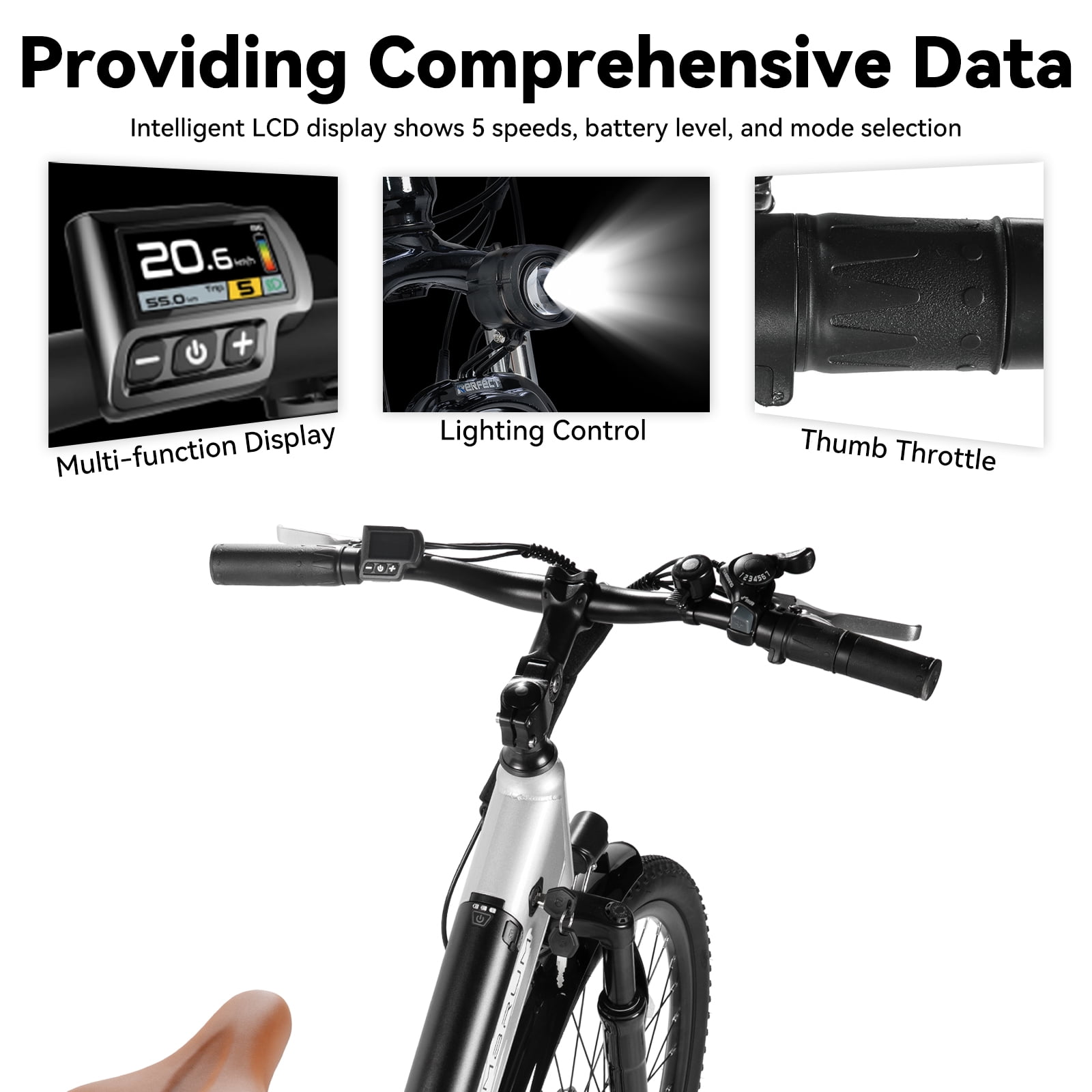 HILAND 26" Electric Bike for Adults with 500W Brushless Motor, 40Miles 20MPH Electric Mountain Bike with 36V 7.8AH Removable Battery UL2849,Gray
